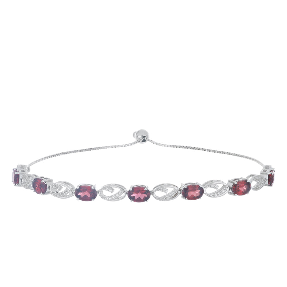 Silberarmband mit Barton Granat und weißem Topas