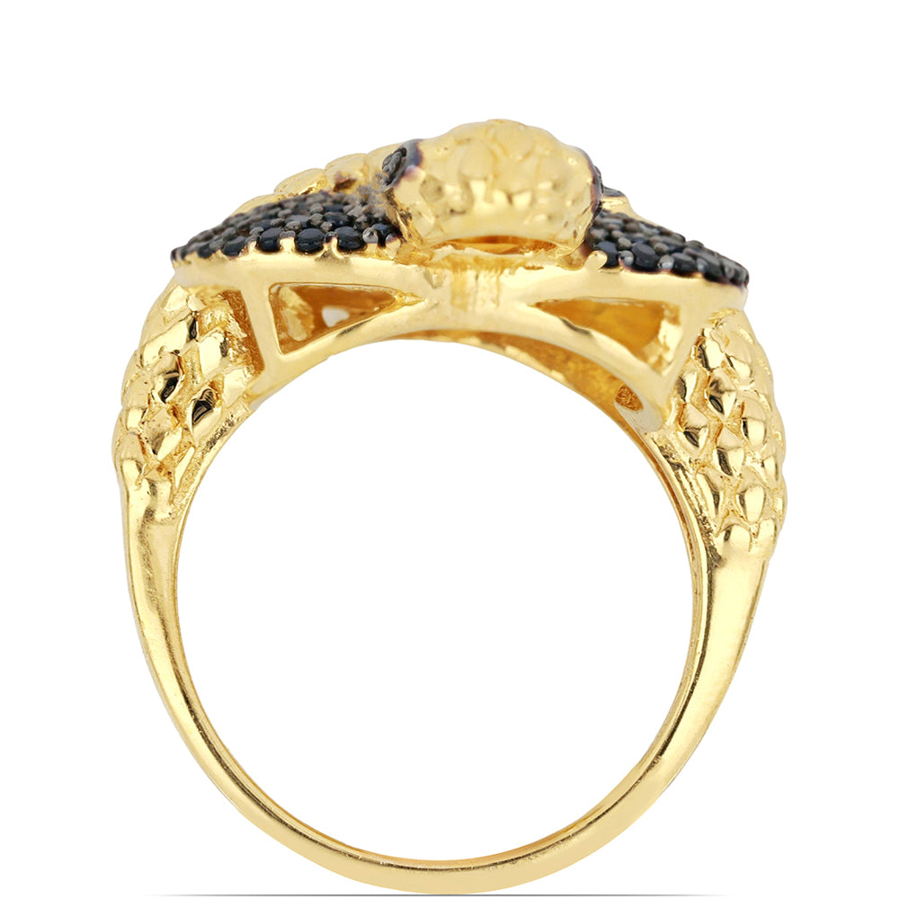 Goldplattierter Silberring mit schwarzem Spinell aus Gorno Badakhshan