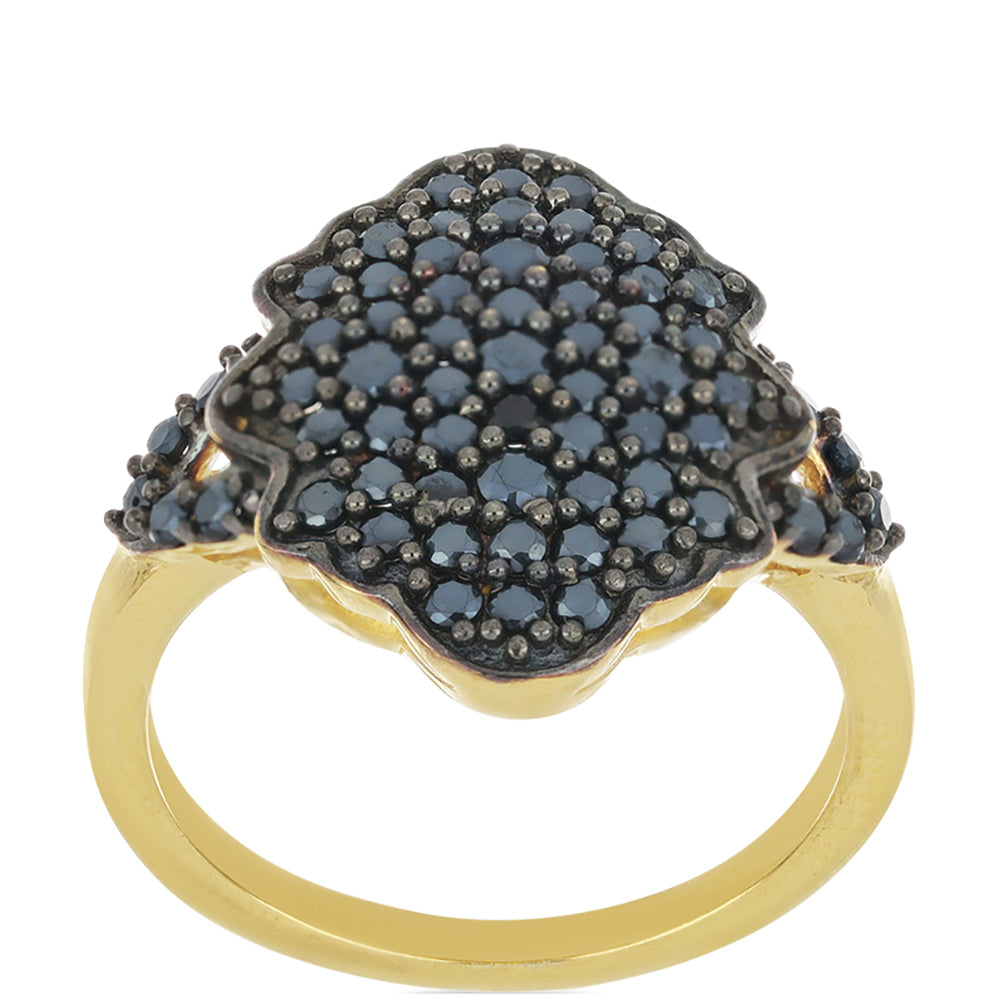 Goldplattierter Silberring mit schwarzem Spinell aus Gorno Badakhshan