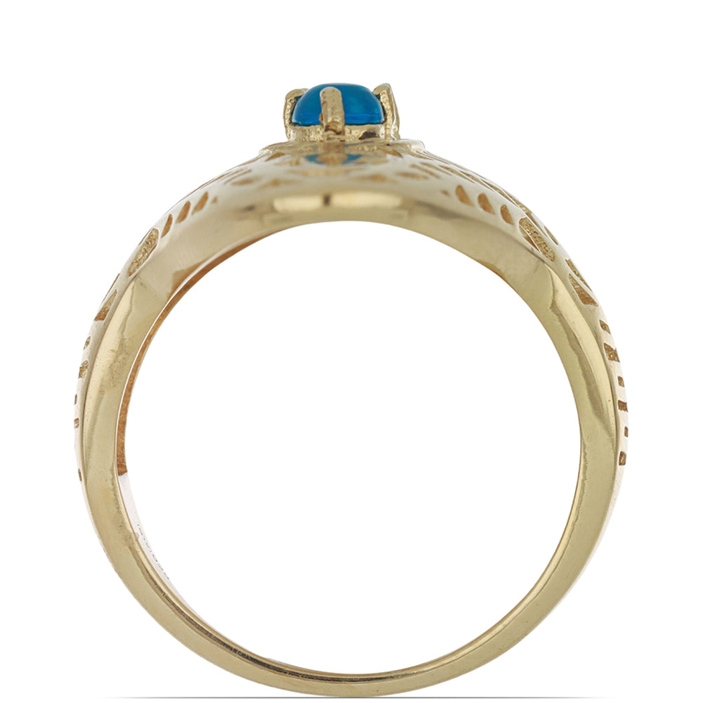 Goldplattierter Silberring mit blauem äthiopischem Opal aus Lega Dembi 4