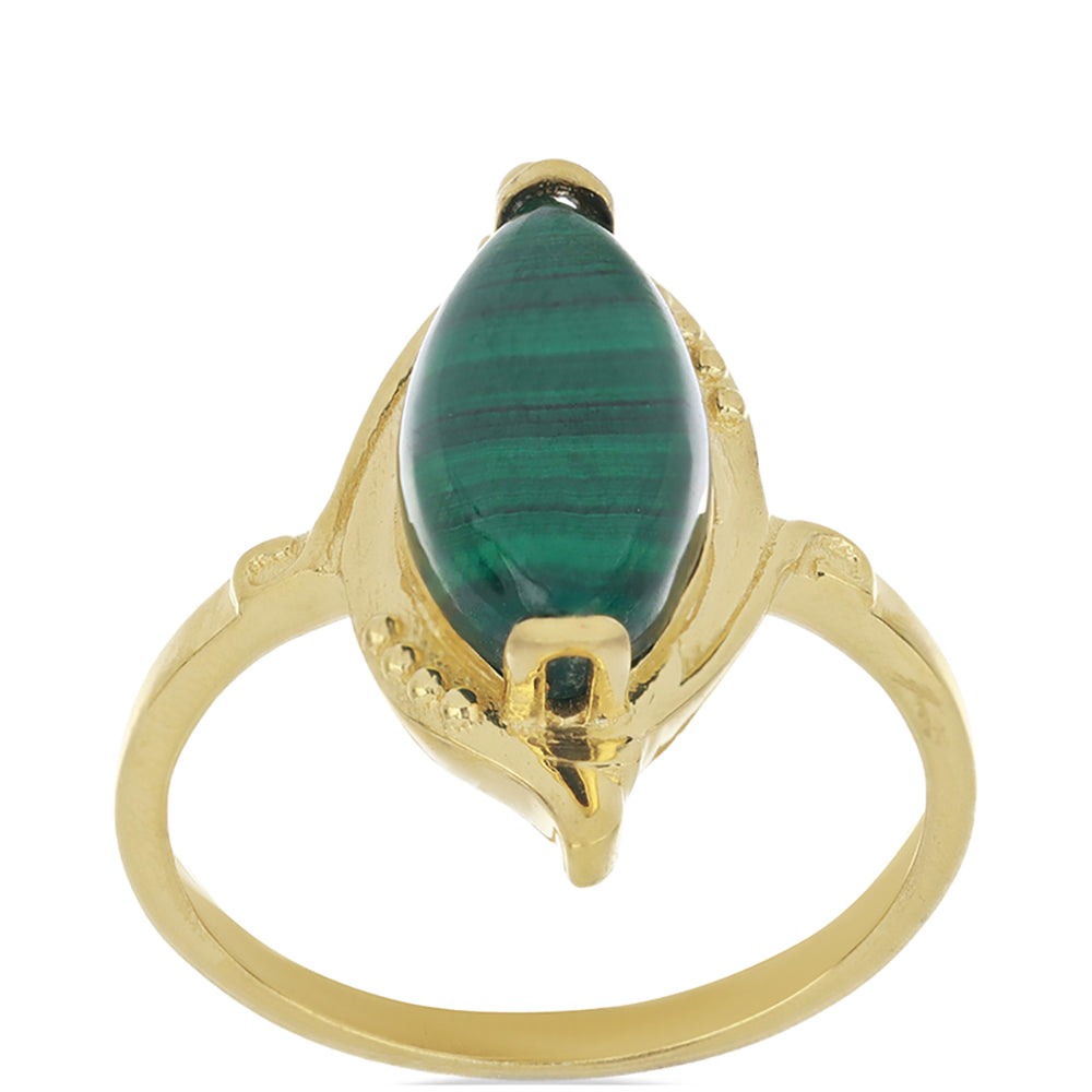 Goldplattierter Silberring mit Wales Malachit