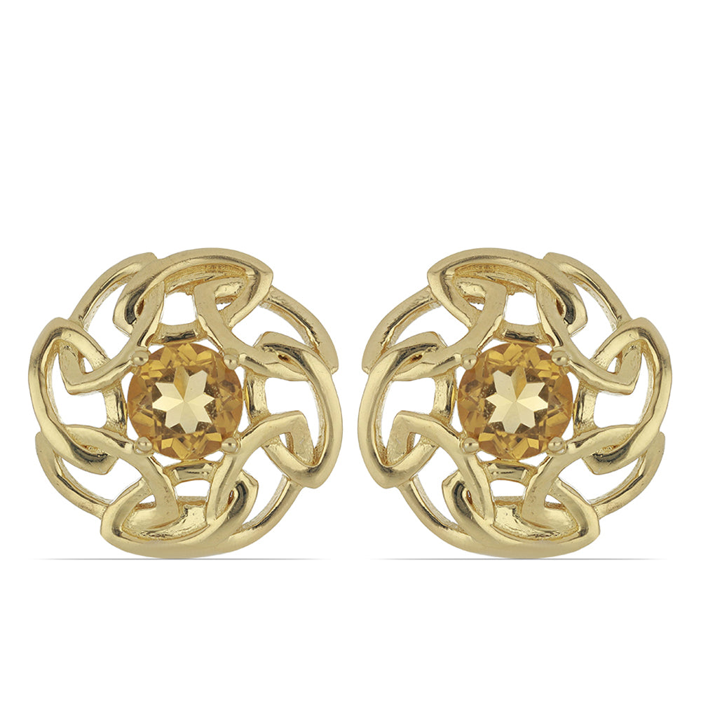 Goldplattierte Silberohrringe mit Cognac-Quarz 1