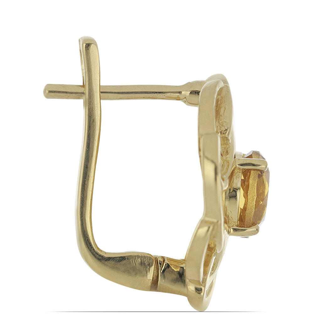 Goldplattierte Silberohrringe mit Cognac-Quarz 2