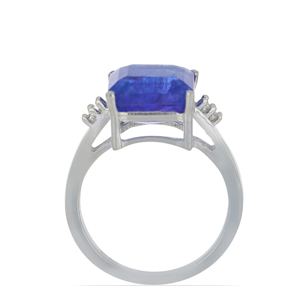 Silberring mit Tansanit und weißem Topas 2