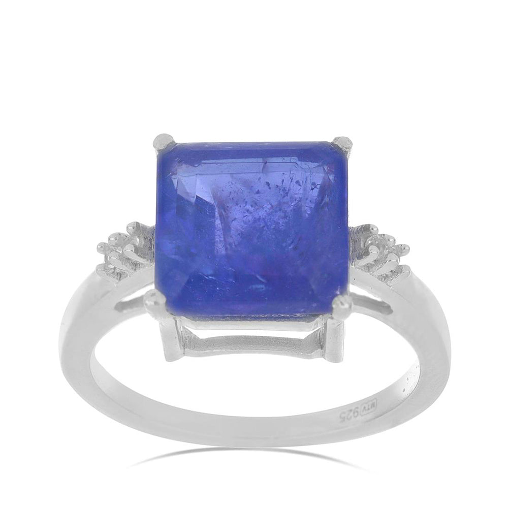 Silberring mit Tansanit und weißem Topas 4