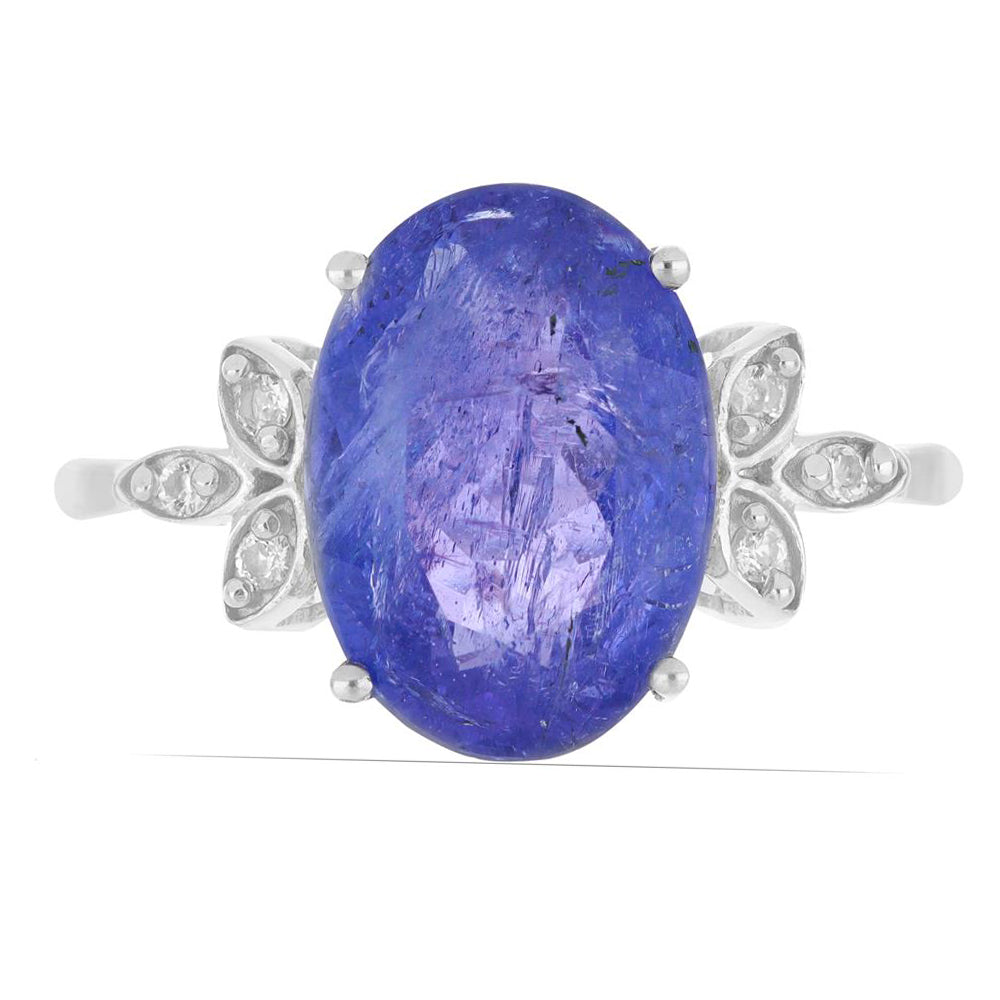 Silberring mit Tansanit und weißem Topas