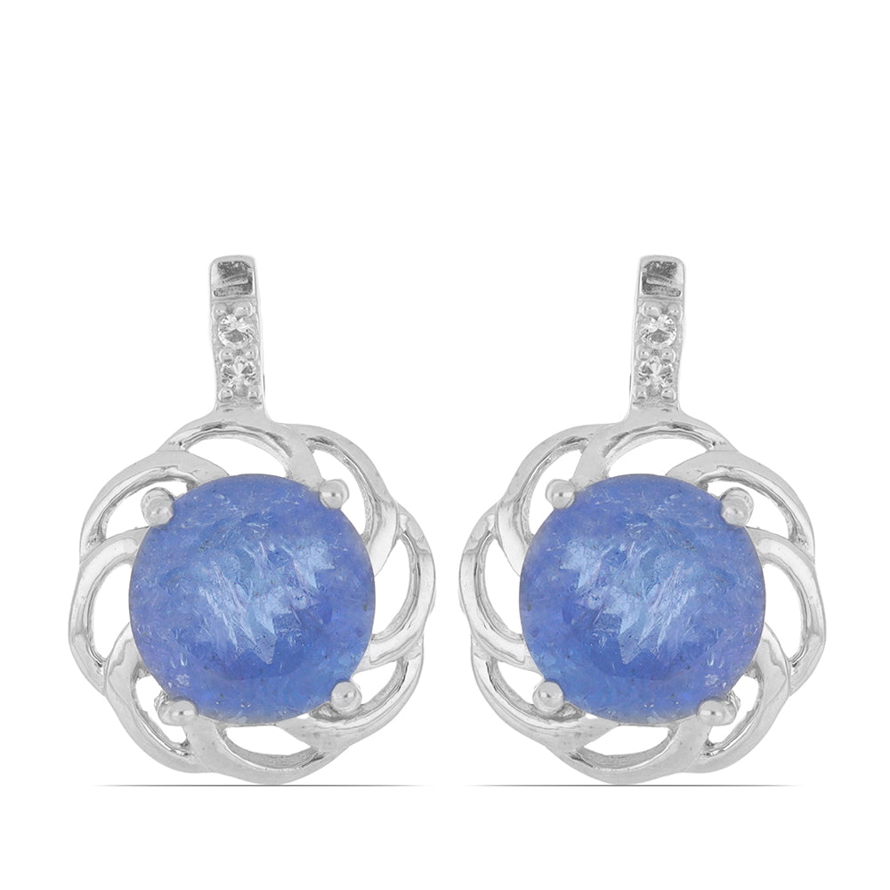 Silberohrringe mit Tansanit und weißem Topas