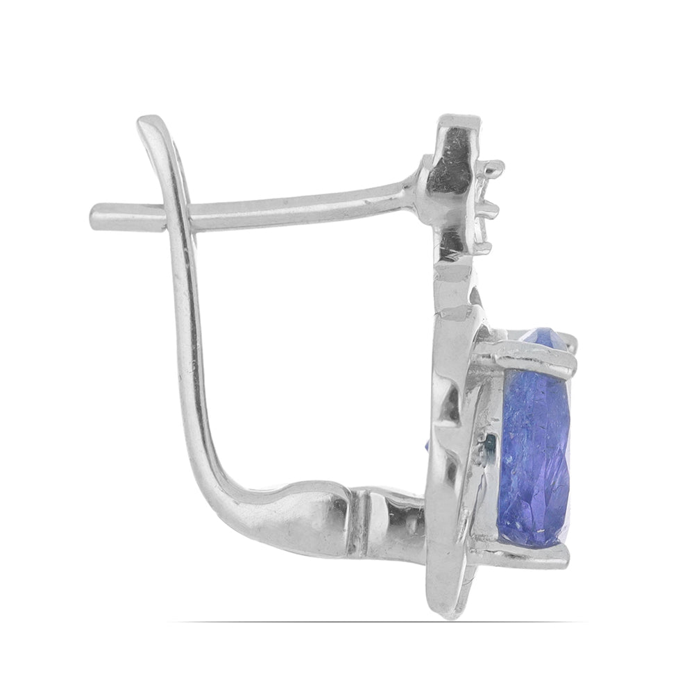 Silberohrringe mit Tansanit und weißem Topas