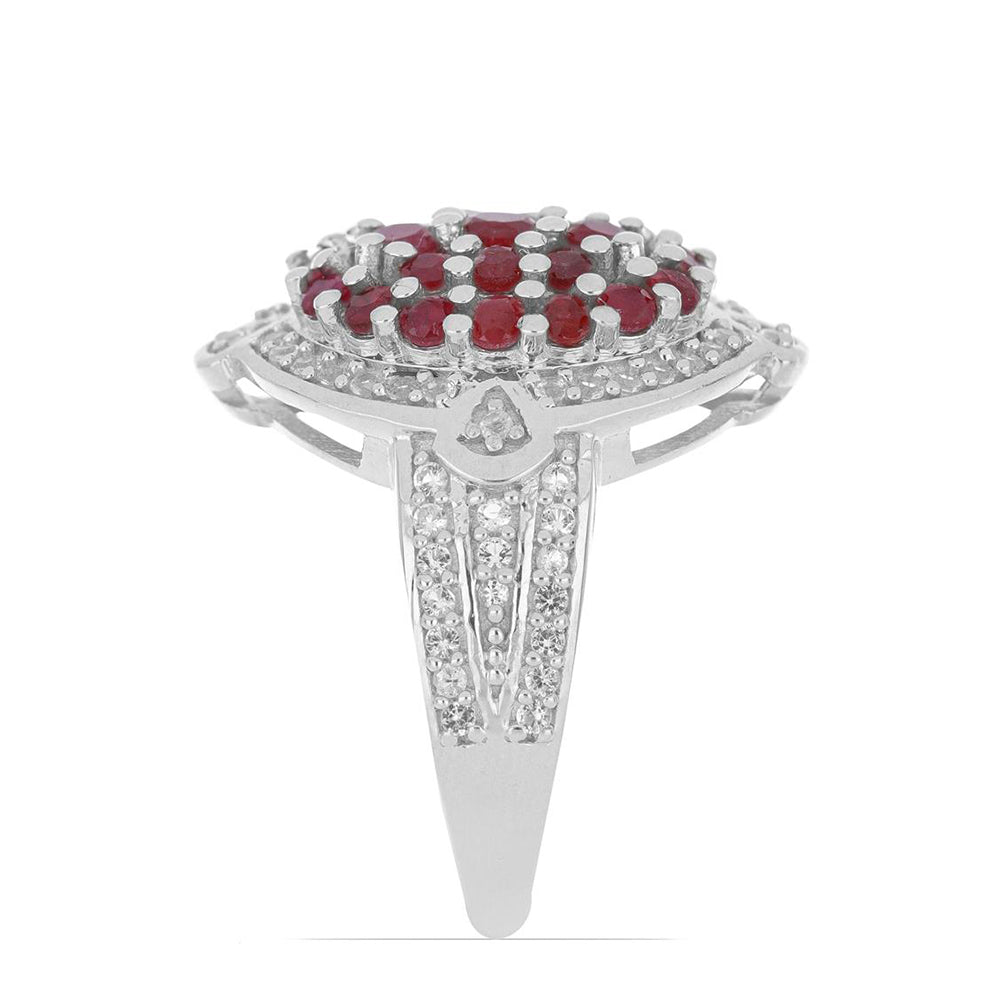 Silberring mit Rubin aus Madagaskar und weißem Topas