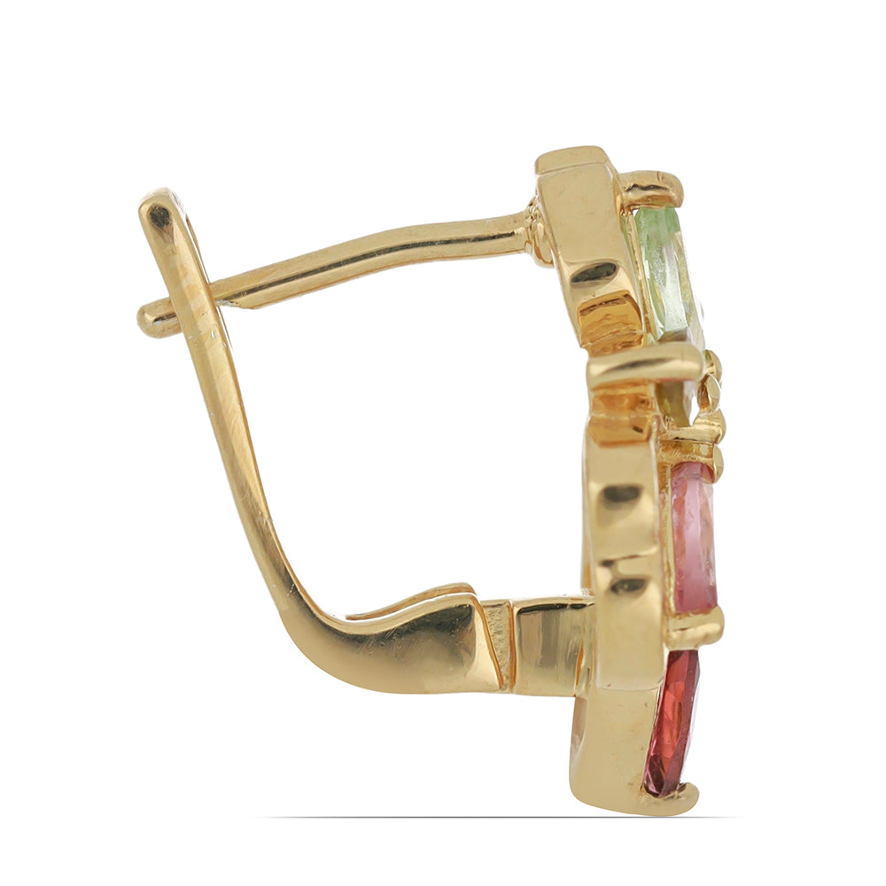 Goldplattierte Silberohrringe mit regenbogenfarbenem Turmalin aus Pelmadulla 2