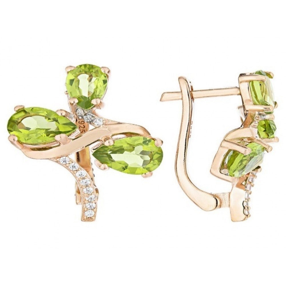 Silberohrringe mit Peridot aus Changbai und weißem Topas