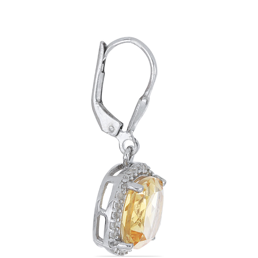 Silberohrringe mit Zitrin aus dem Ural und weißem Topas