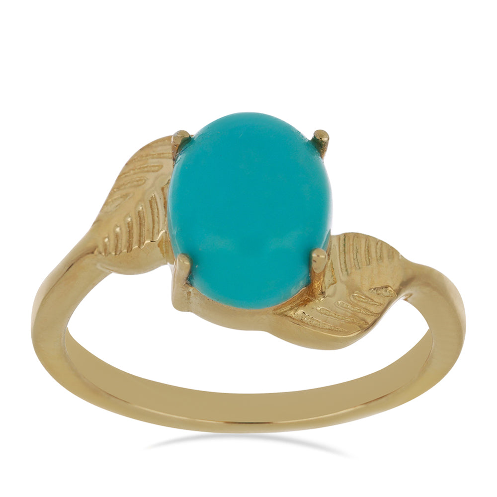 Goldplattierter Silberring mit Dornröschen Türkis