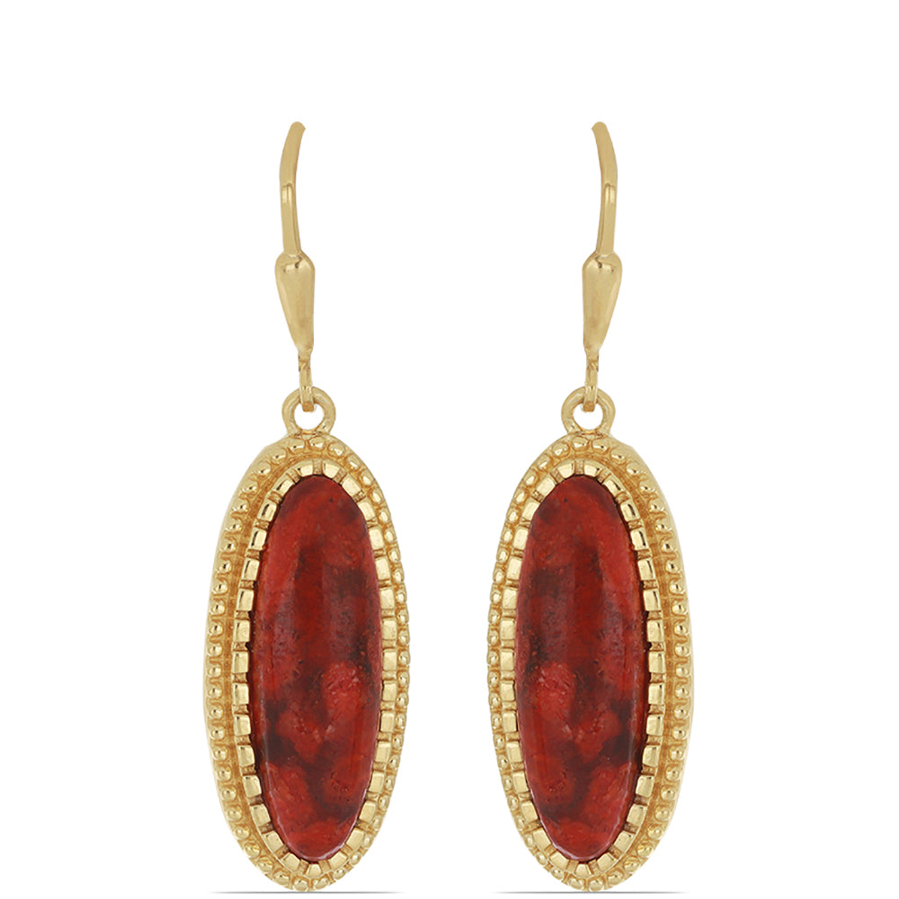 Goldplattierte Silberohrringe mit roter Schwammkoralle 1