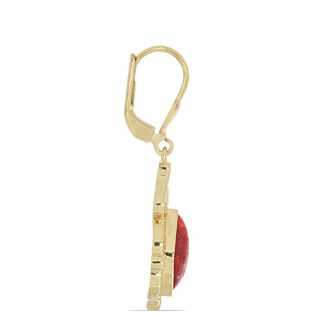 Goldplattierte Silberohrringe mit roter Schwammkoralle 2