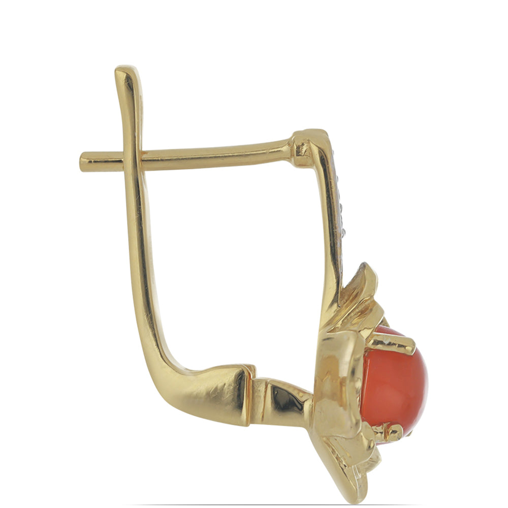 Goldplattierte Silberohrringe mit Karneol und weißem Topas 2