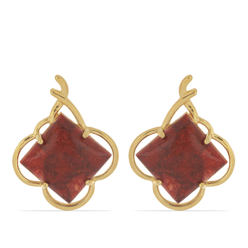 Goldplattierte Silberohrringe mit roter Schwammkoralle