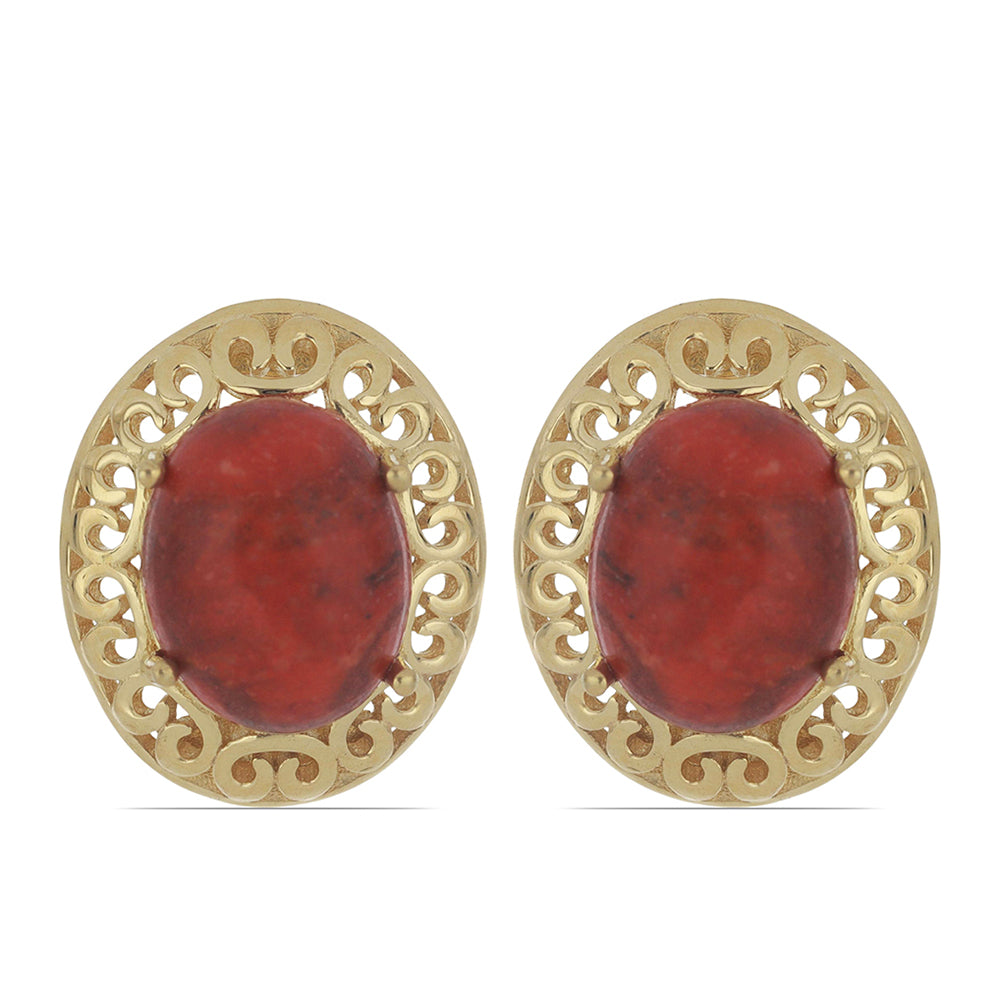 Goldplattierte Silberohrringe mit roter Schwammkoralle 1