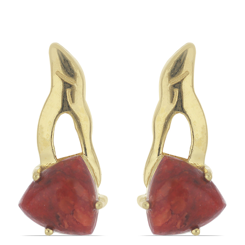 Goldplattierte Silberohrringe mit roter Schwammkoralle 1