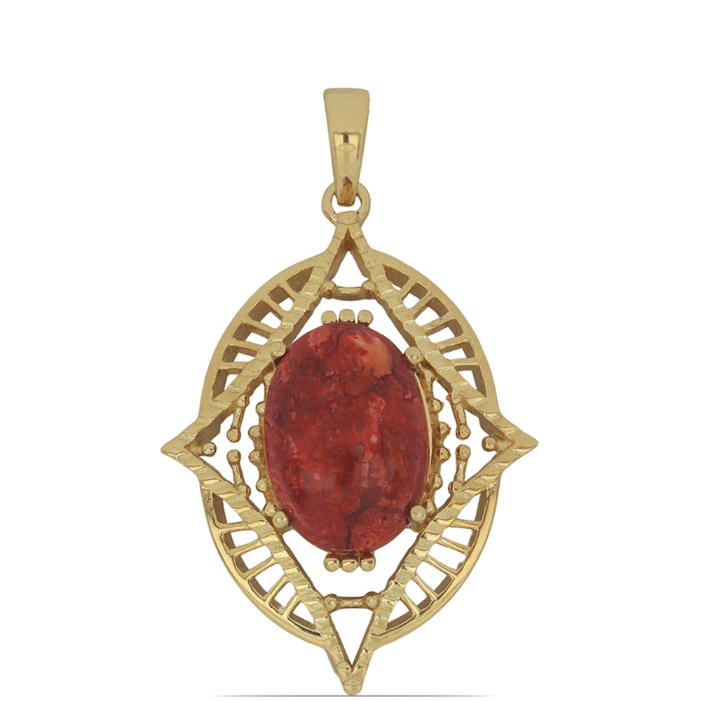 Goldplattierter Silberanhänger mit roter Schwammkoralle