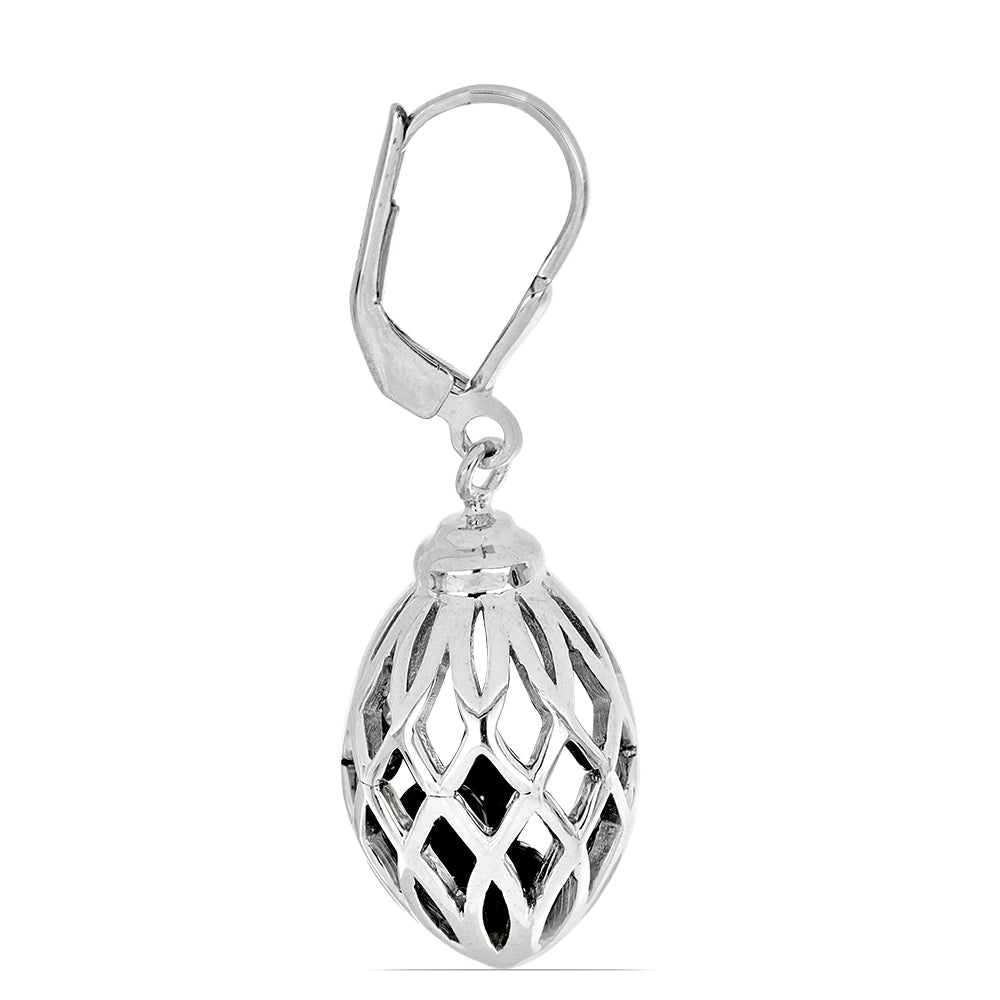 Silberohrringe mit schwarzem Onyx aus Suwar