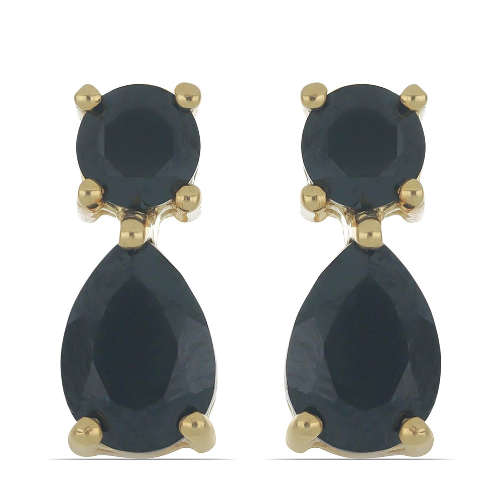 Goldplattierte Silberohrringe mit schwarzem Onyx aus Suwar 1