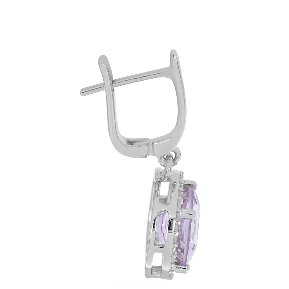 Silberohrringe mit Rose De France Amethyst und weißem Topas