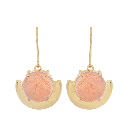 Goldplattierte Silberohrringe mit Sonnenstein aus Oregon