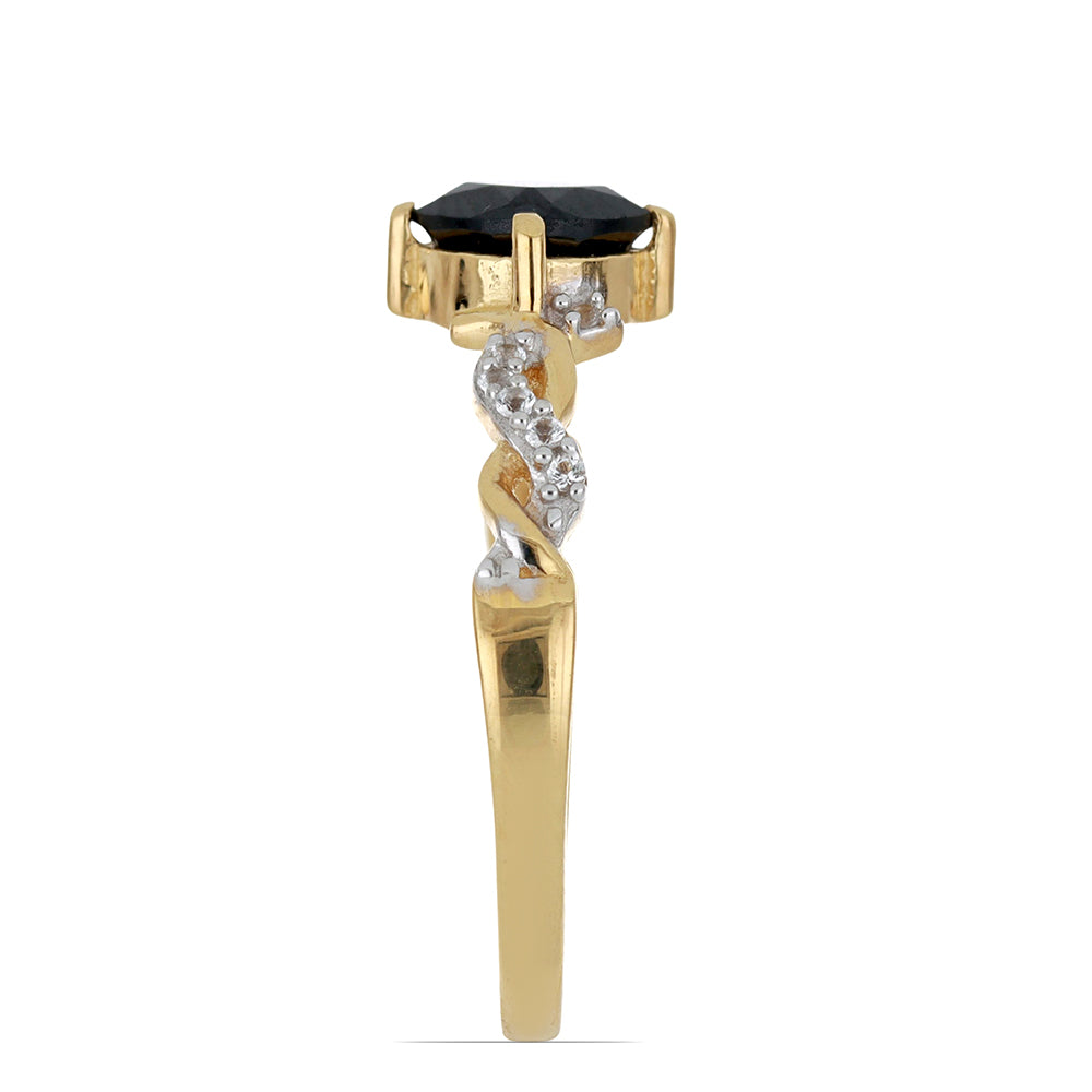 Goldplattierter Silberring mit schwarzem Onyx aus Suwar und weißem Topas