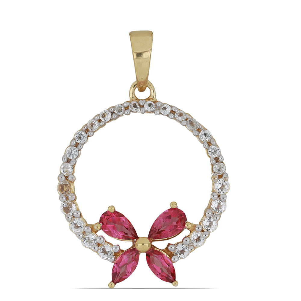 Goldplattierter Silberanhänger mit rosa Topas und weißem Topas