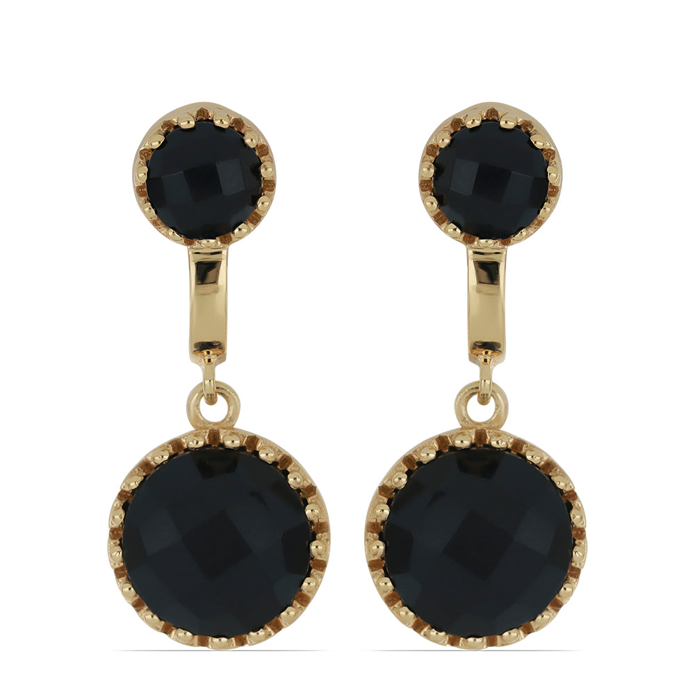 Goldplattierte Silberohrringe mit schwarzem Onyx aus Suwar