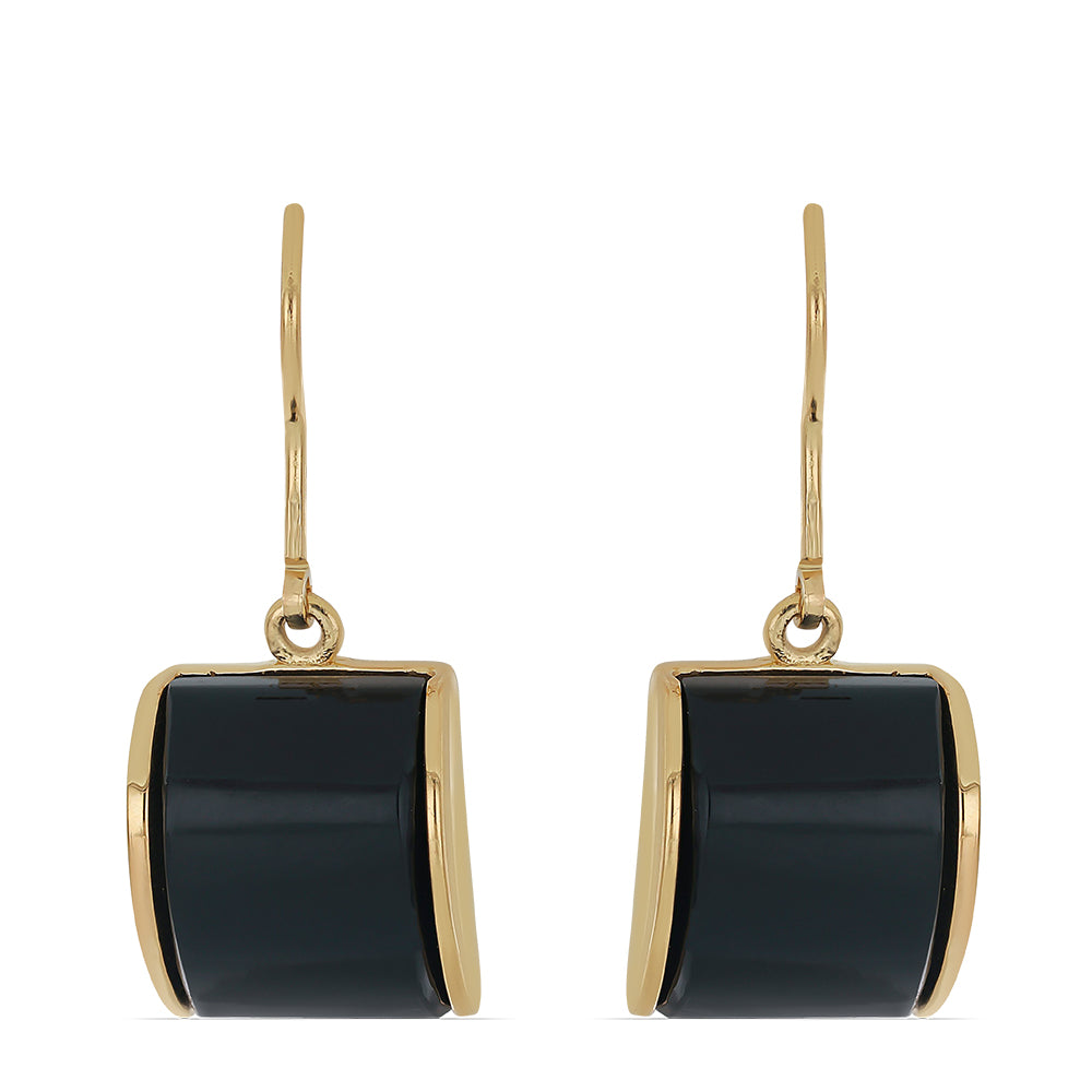 Goldplattierte Silberohrringe mit schwarzem Onyx aus Suwar 1