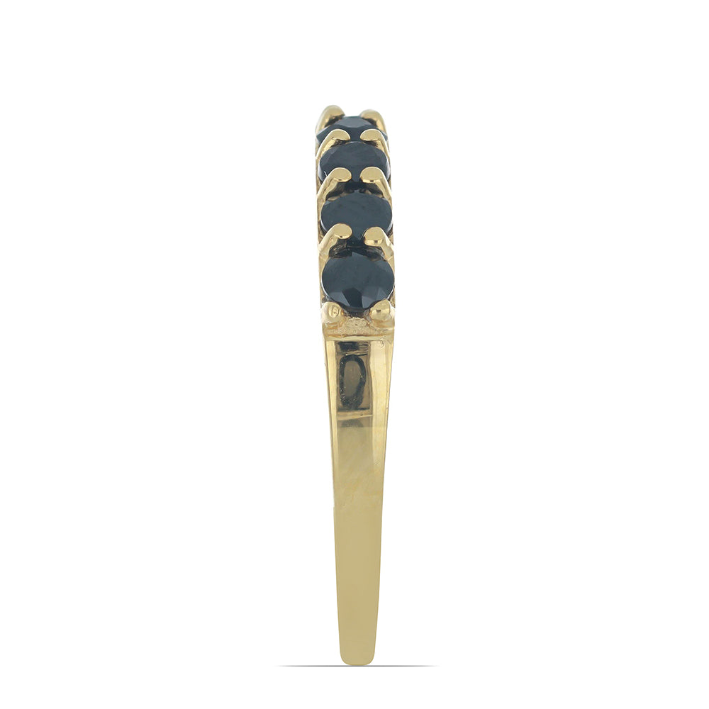 Goldplattierter Silberring mit schwarzem Onyx aus Suwar