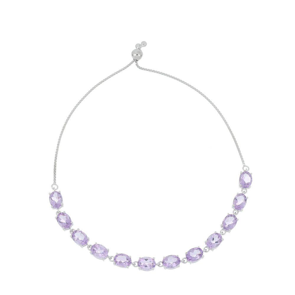 Silberarmband mit Rose De France Amethyst