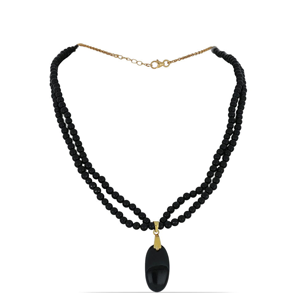 Goldplattierte Silberhalskette mit schwarzem Onyx aus Suwar 1