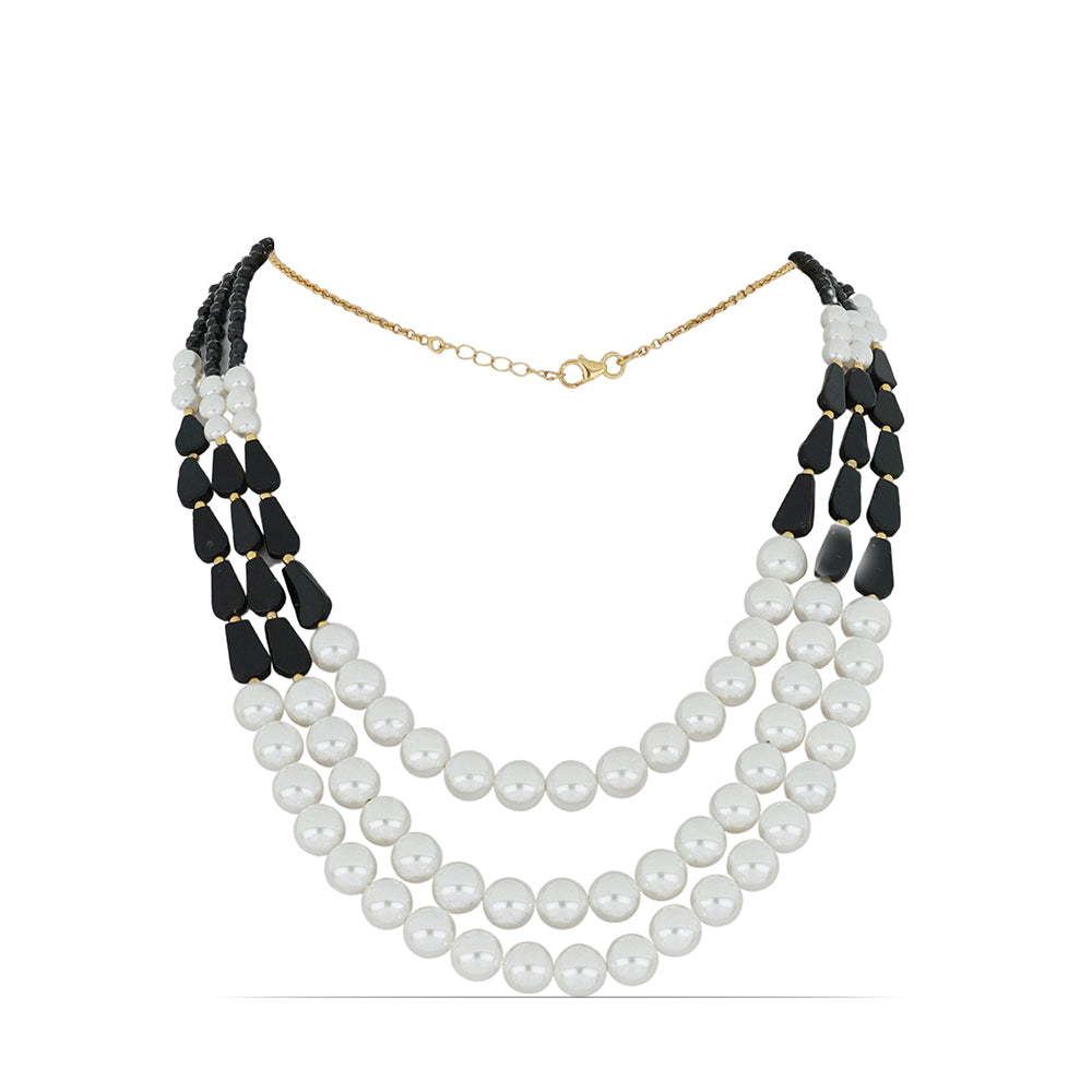 Goldplattierte Silberhalskette mit schwarzem Onyx aus Suwar