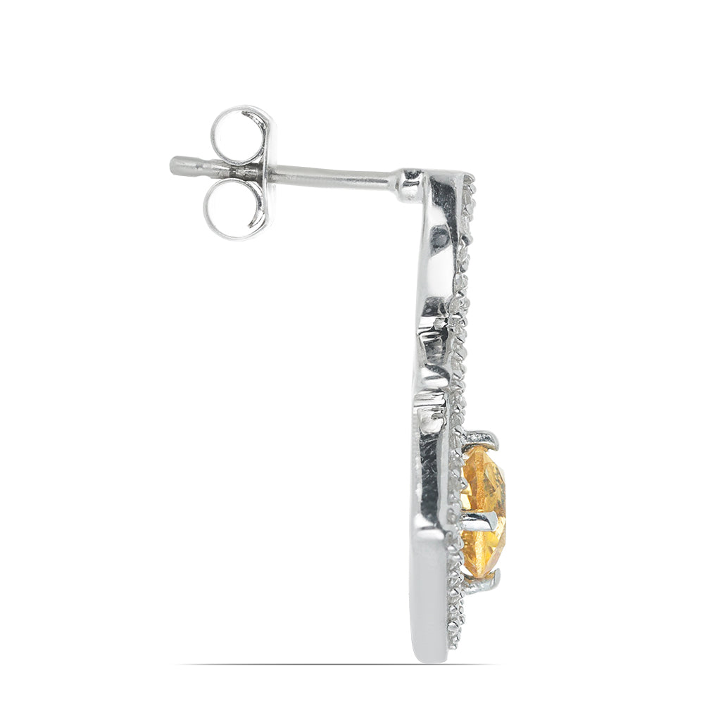 Silberohrringe mit Zitrin aus dem Ural und weißem Topas