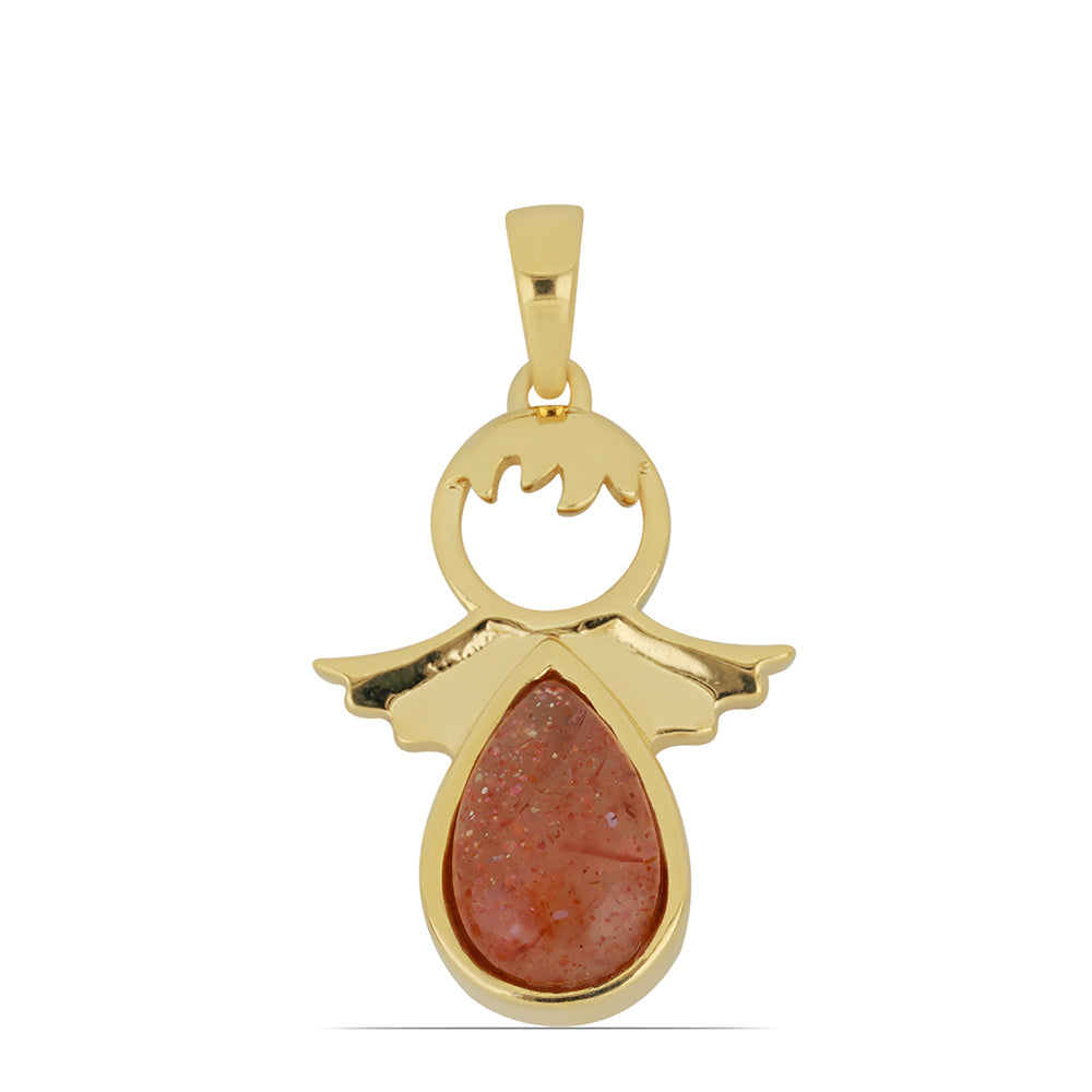 Goldplattierter Silberanhänger mit Sonnenstein aus Oregon 1