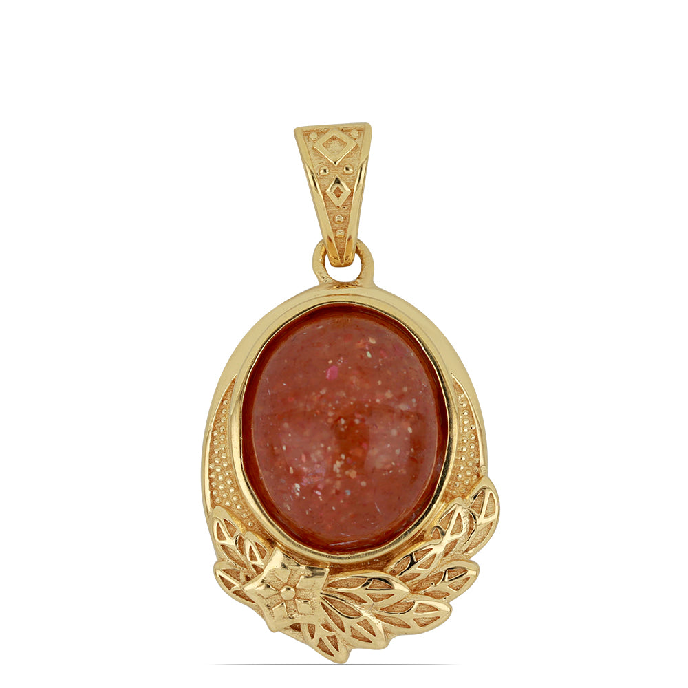 Goldplattierter Silberanhänger mit Sonnenstein aus Oregon 1