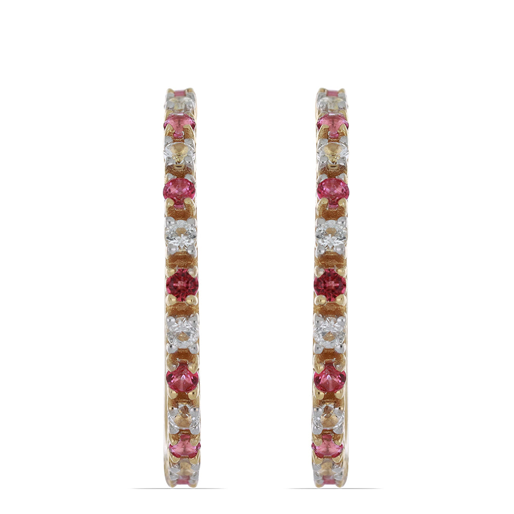 Goldplattierte Silberohrringe mit rosa Topas und weißem Topas