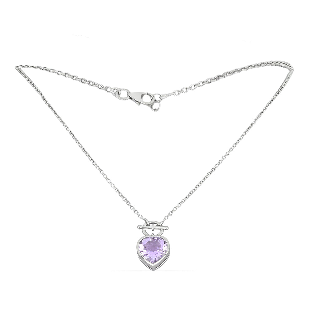 Silberhalskette mit Rose De France Amethyst