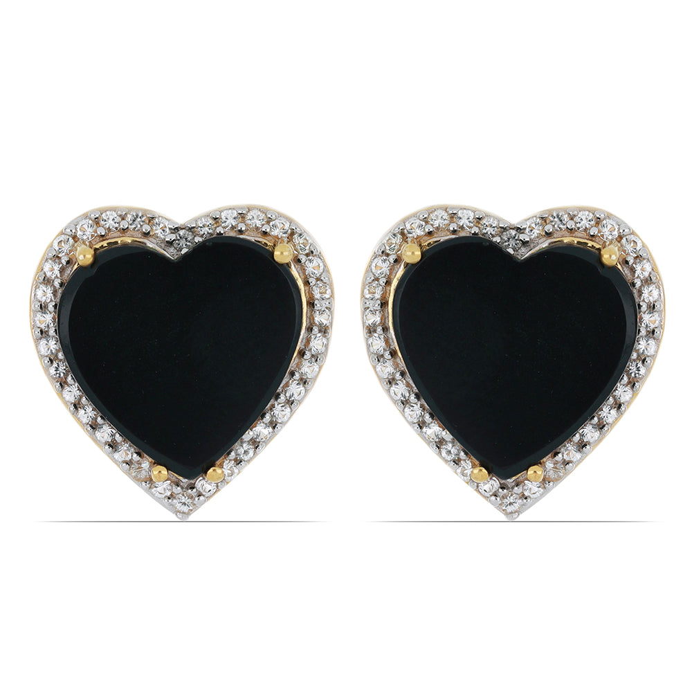 Goldplattierte Silberohrringe mit schwarzem Onyx aus Suwar und weißem Topas