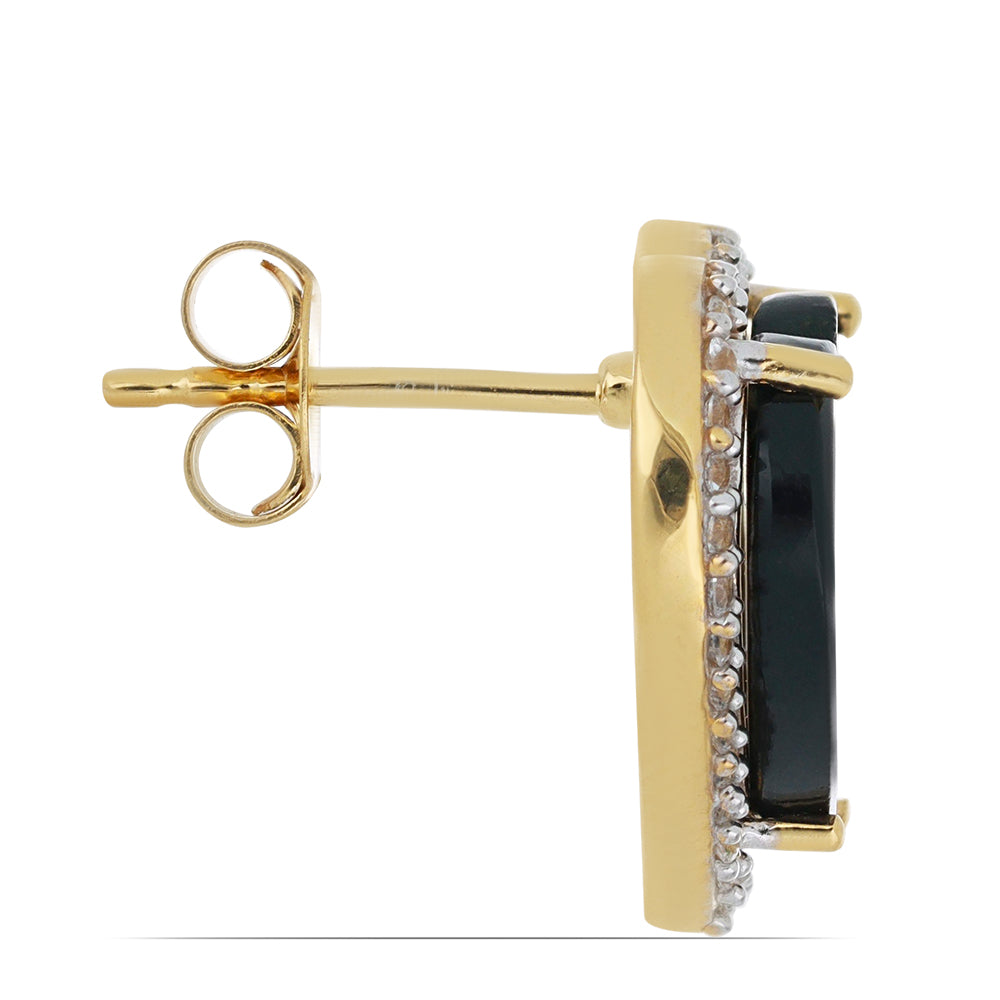 Goldplattierte Silberohrringe mit schwarzem Onyx aus Suwar und weißem Topas 2