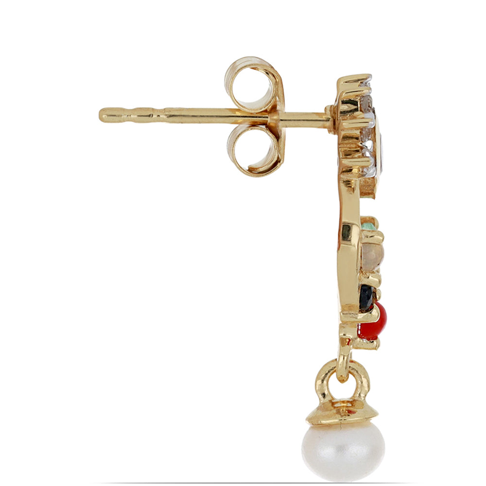 Goldplattierte Silberohrringe mit Rubin aus Madagaskar und blauem Rosebery Saphir 2