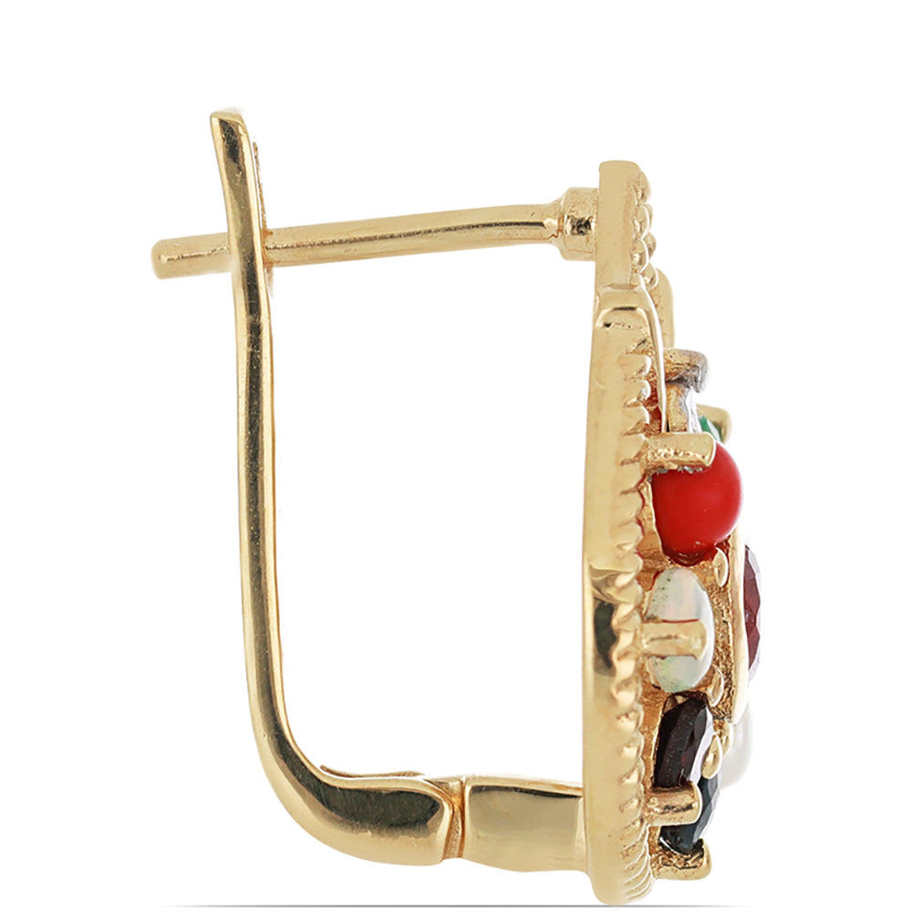 Goldplattierte Silberohrringe mit Rubin aus Madagaskar und blauem Rosebery Saphir 2