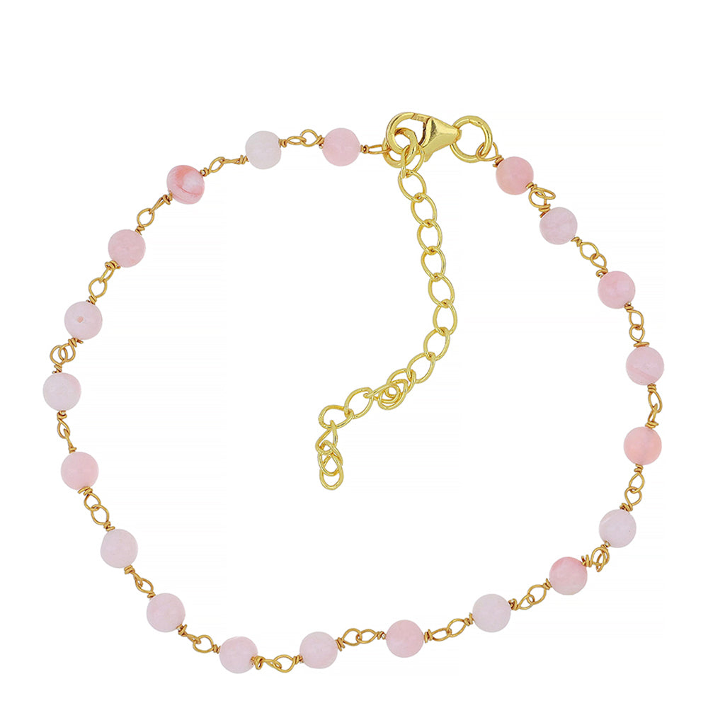 Goldplattiertes Silberarmband mit rosa Opal aus Lega Dembi