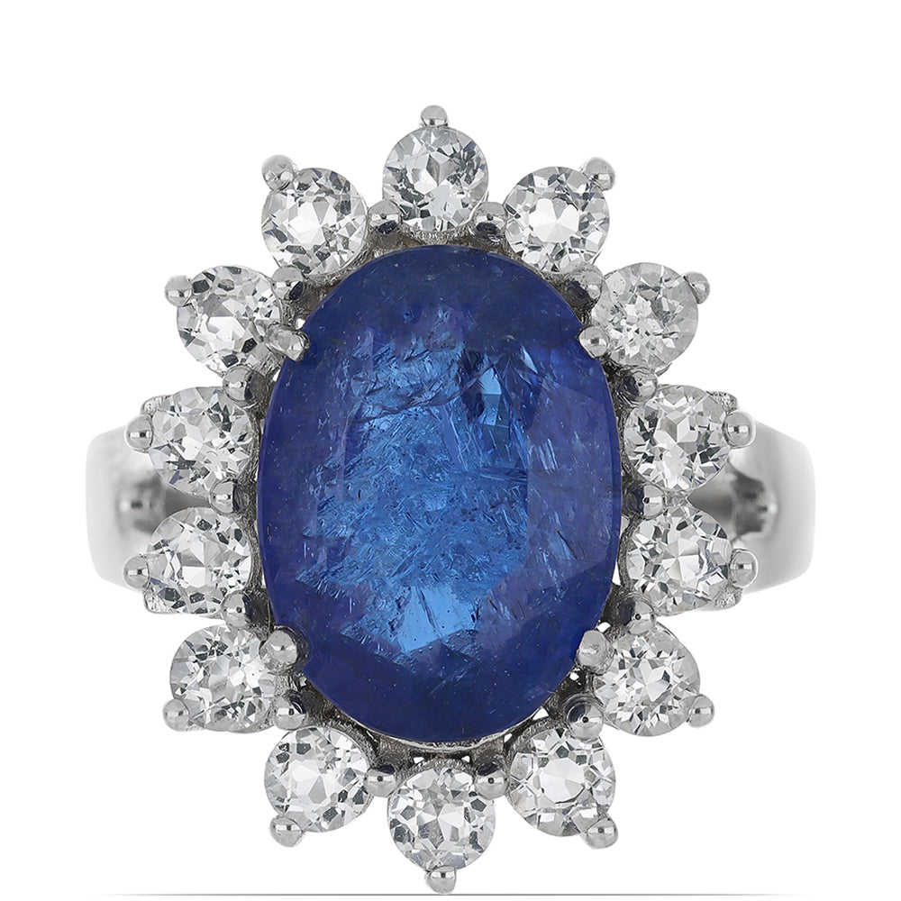 Silberring mit Tansanit und weißem Topas