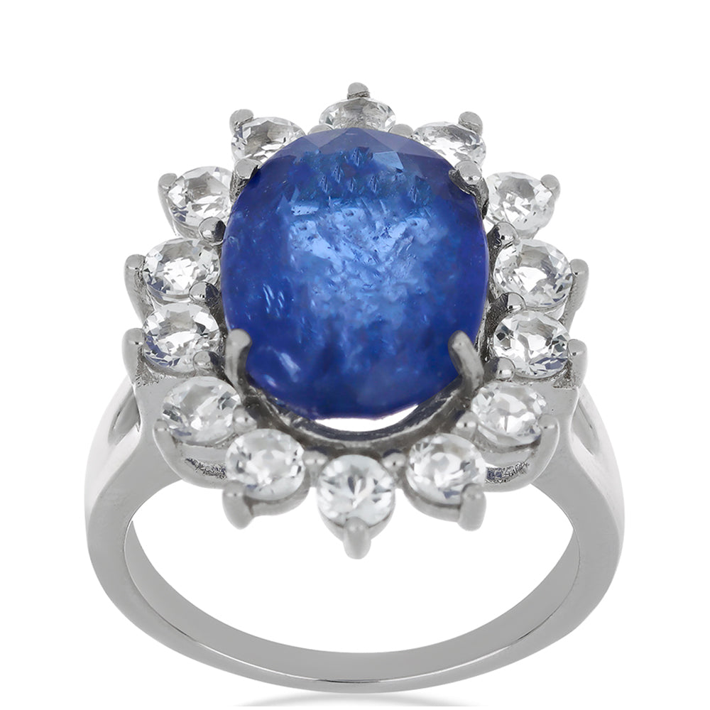 Silberring mit Tansanit und weißem Topas