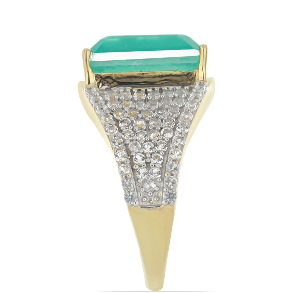 Goldplattierter Silberring mit Paraiba Quarz und weißem Topas