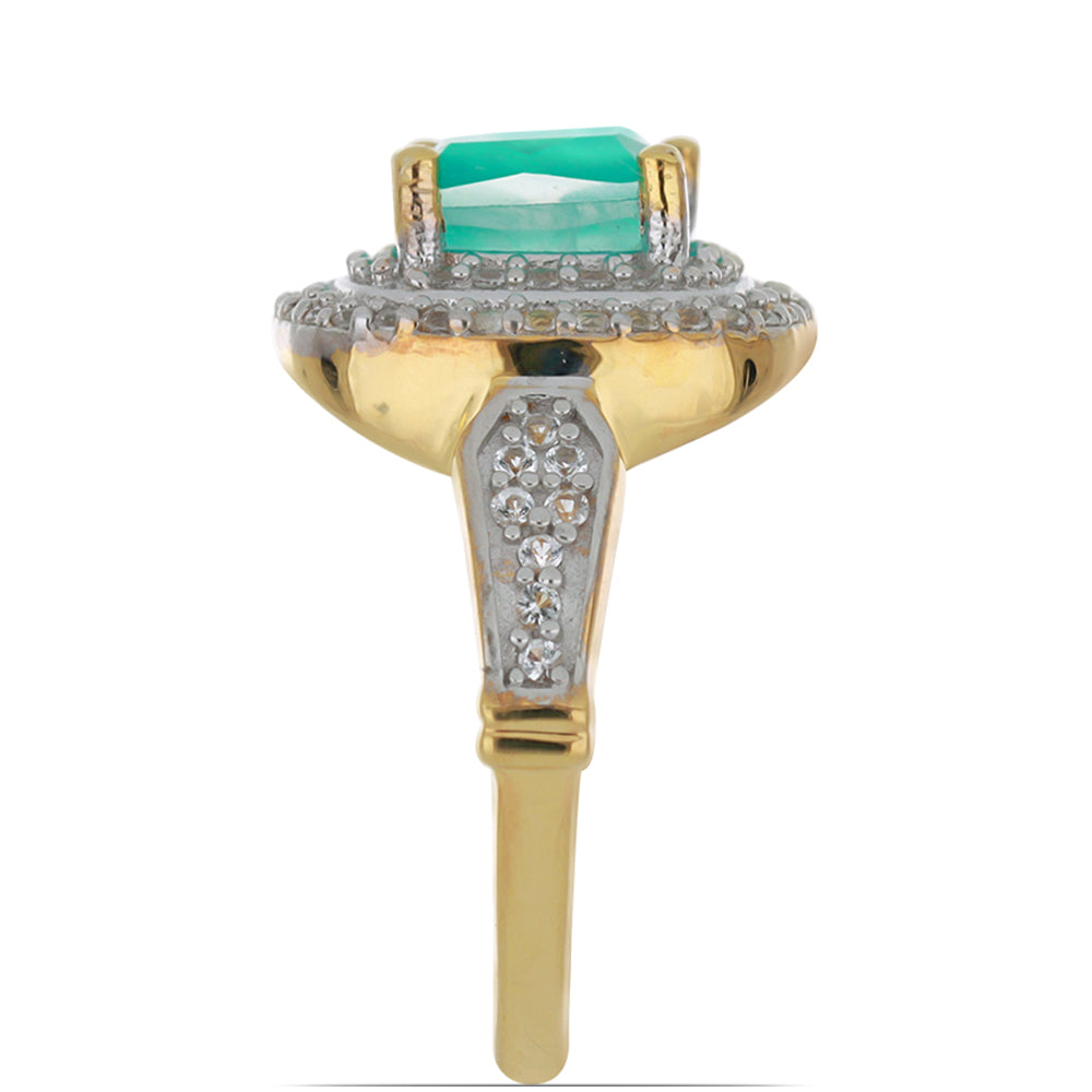 Goldplattierter Silberring mit Paraiba Quarz und weißem Topas